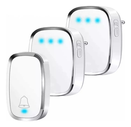 Timbre Inalámbrico Impermeable Con Luz Led 1 Transmiso 2 Rec