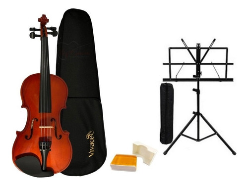 Violino 4/4 Vivace Mo44 Kit + Estante + Afinador Completo Cor Natural