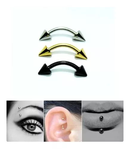 Piercing Bananinha Spike - Rook - Sobrancelha 3 Unidades