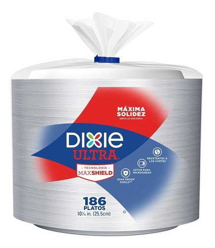 186 Platos Desechables Dixie De Carton De 25.5 Cm