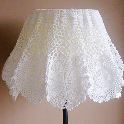 Mantel Redondo De Encaje De Algodón Blanco, 89 Cm