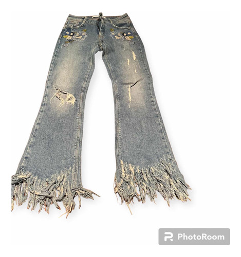 Jeans Dama Zara Talle 34 Eur Usa 2 Con Bordados