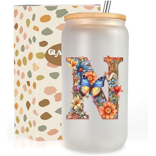 Gspy 16oz Copa De Vidrio Original Floral, Copas N94sx