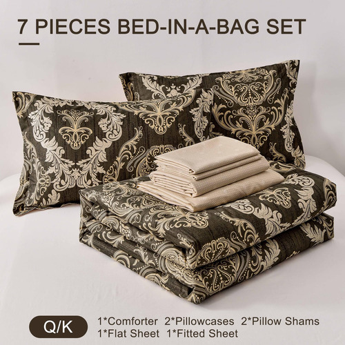 Juego De Edredón Wongs Bedding De 7 Piezas Para Cama Queen E