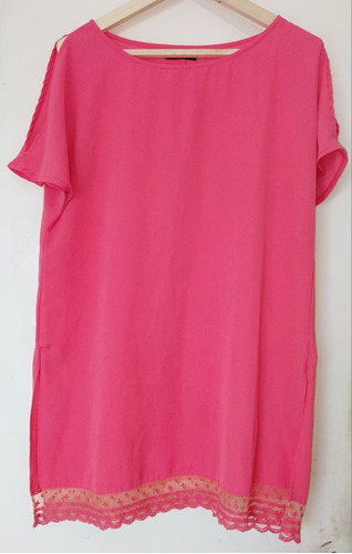 Vestido Corto/blusa Larga Color Salmón T.m. Impecable 