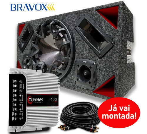 Caixa Selada Completa 760w Sub 12 Bravox + Módulo Taramps