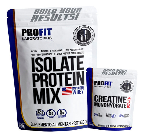 Whey Isolate Protein Mix 900g + Creatina 300g - Profit Labs Sabor Cappuccino