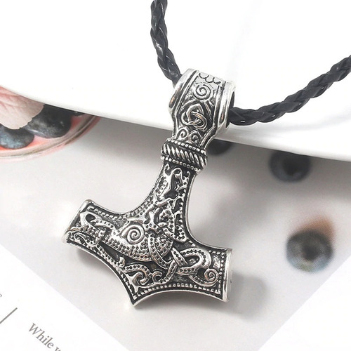 Colar Pingente Símbolo Nórdico Thor Mjolnir Deus Do Trovão