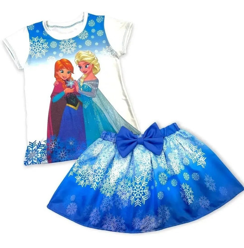 Conjunto De Franela Y Falda  De Frozen