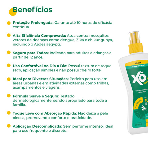 Repelente Xô Inseto Até 10h De Proteção 15% Deet 12x200ml