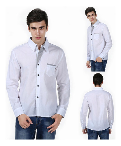 Camisa De Moda Entallada Con Rayas Diagonales En Contraste