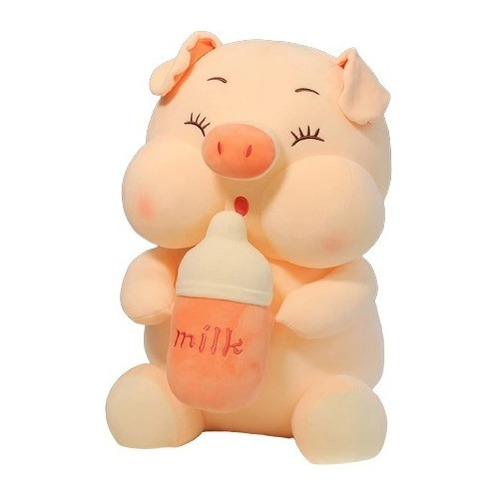 Peluche De Cerdito Con Tetero, Puerquito Kawaii Con Biberón