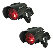 Comprar Cámara De Seguridad Falsa Con Energía Solar, Vigilancia Cctv Con Luz Led Simulada, Luz Intermitente Roja Y Calcomanía De Advertencia De Seguridad, Para Interiores Y Exteriores, Paquete De 2
