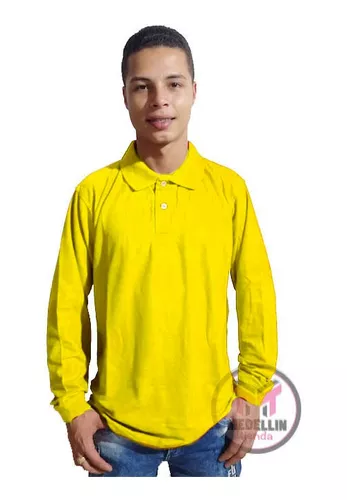 Camiseta de manga larga 100% algodón - amarillo