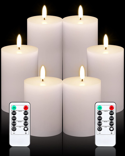 Juego De 6 Velas Blancas Sin Llama, Velas Led Blancas Con Co