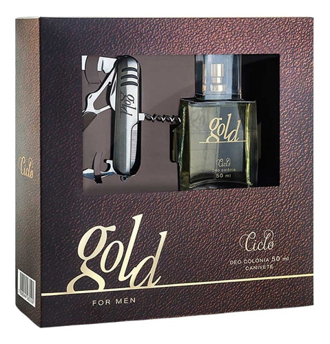 Conjunto Gold Ciclo Cosméticos Masculino - Deo Colônia 50ml + Canivete