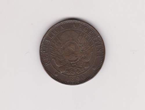 Moneda Argentina 2 Centavos Año 1890 Muy Buena +