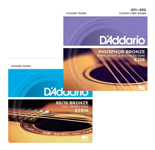 Guitarra Ultra Pack Strings d'Addario 011-052 Ez910 + Ej26