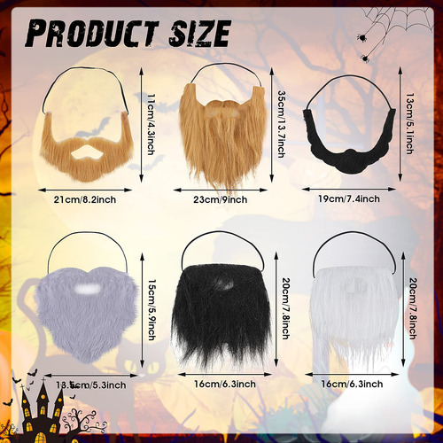 Juego De 6 Barbas Y Bigotes Falsos Para Halloween