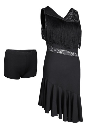 Vestido Largo Con Flecos De Roaring 20s Metro Negro [u]