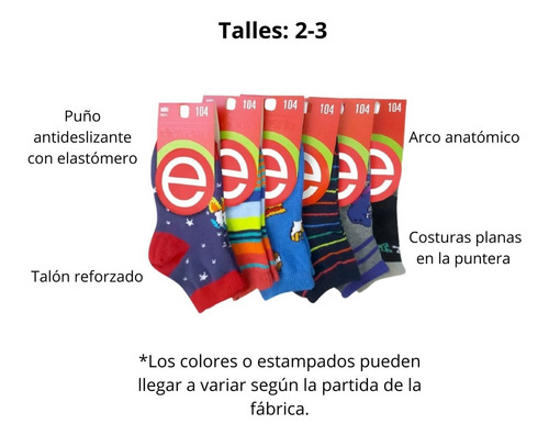 Pack X6 Soquetes Elemento Art. 104 Nene/nena T. 2-3