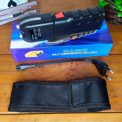 Máquina Lanterna De Choque Taser Original Defesa Bivlt Preto Branco Preto