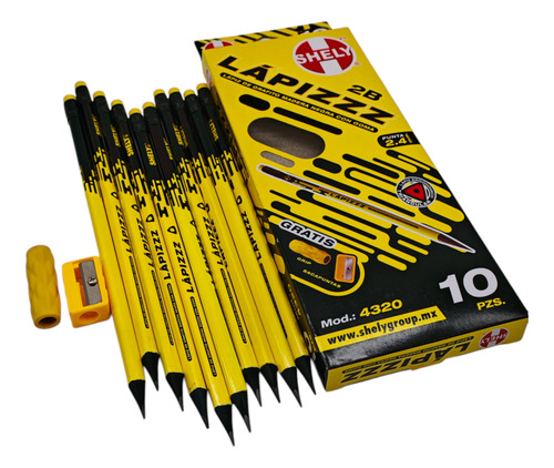 Lapiz De Grafito Madera Negra C/10 Pzs