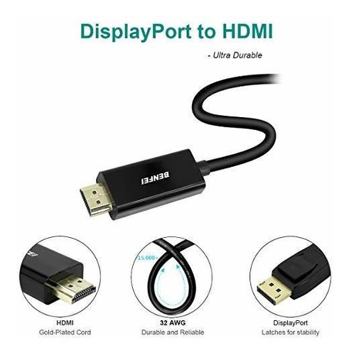 Displayport Hdmi 5.9 Ft Color Dorado Yf