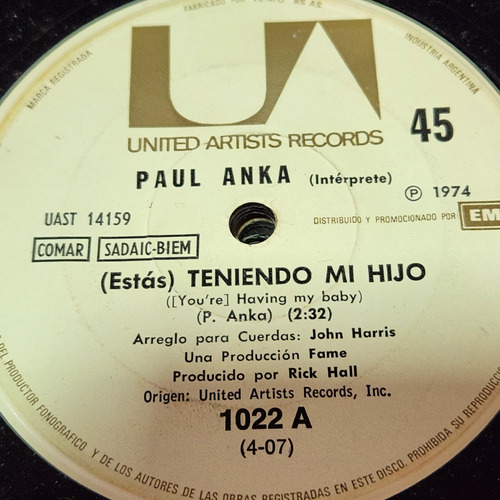 Simple Paul Anka United Artists Records C11