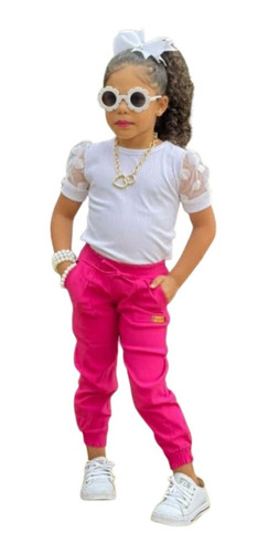 Imagem 1 de 5 de Calça Menina 10 Ao 16 Infantil Juvenil Jogger Tendência Moda