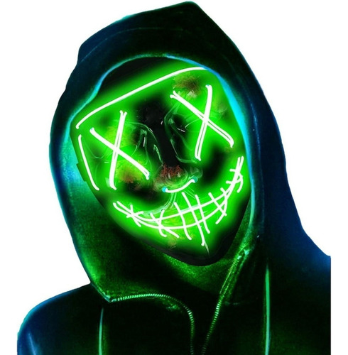 Máscara Con Led Neón Carnaval Cosplay Disfraz Hombre 2p