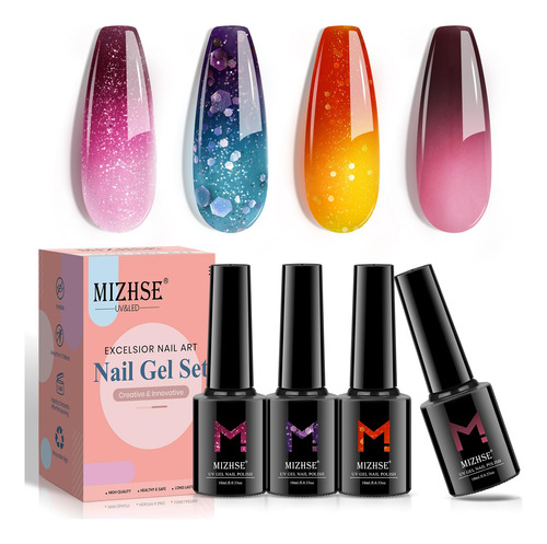 Mizhse Esmalte De Unas De Gel Que Cambia De Color, Borgona,