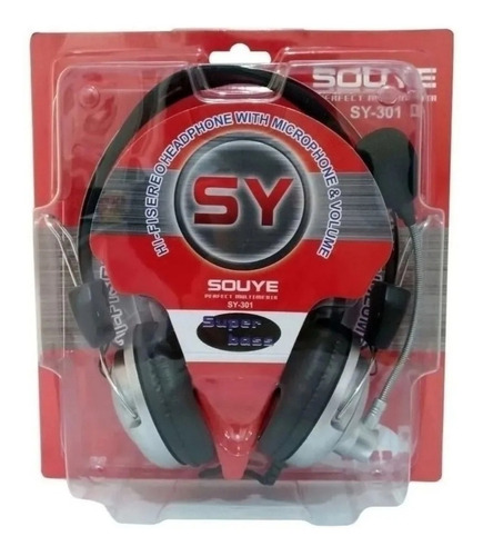 Fone De Ouvido Headset Pc Gamer Microfone Marca Souye Sy301 Cor Cinza Cor da luz Não tem