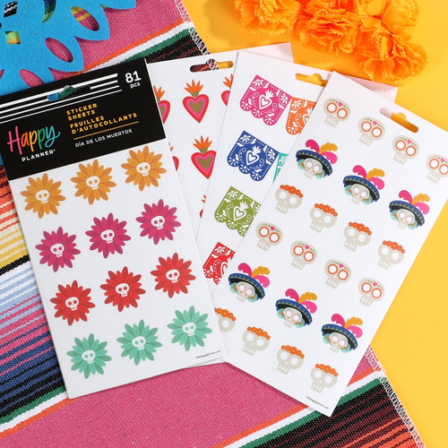 Etiquetas Adhesivas Stickers 5 Hojas Happy Planner Pegatina Color Día De Muertos
