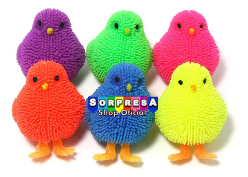 6 Squishy Pollito Luz Led Juguete Fiesta Piñata Bolo Premio