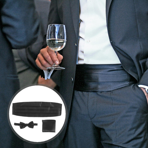 Pañuelo Cummerbund De Satén Para Hombre, 3 Unidades, Color N