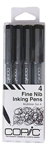 Marcador Multilineas Pigmento Fino, Tinta Base 4 piezas