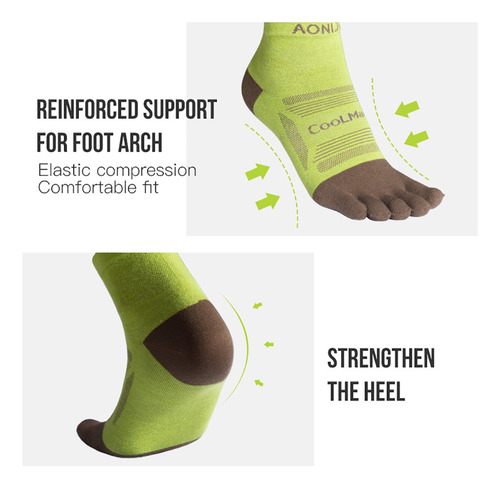 Calcetines Aonijie E4838 Para Correr Con Cinco Dedos, 3 Pare