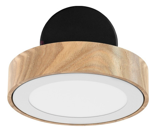 Imagen 2 de 6 de Plafon Madera Redondo Egos Led 18cm 12w = 100w