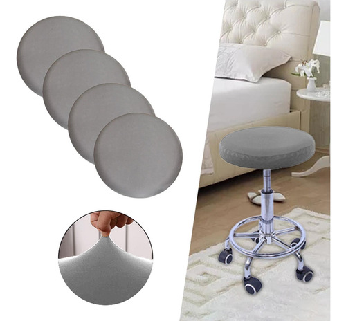 2pcs Cojín De Taburete De Bar Protector Redondo Funda Gris
