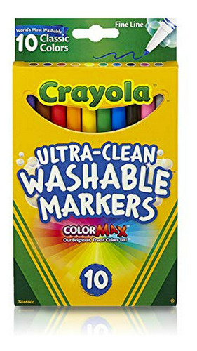 Marcadores Clásicos Crayola Ultraclean Fineline, 10 Unidades