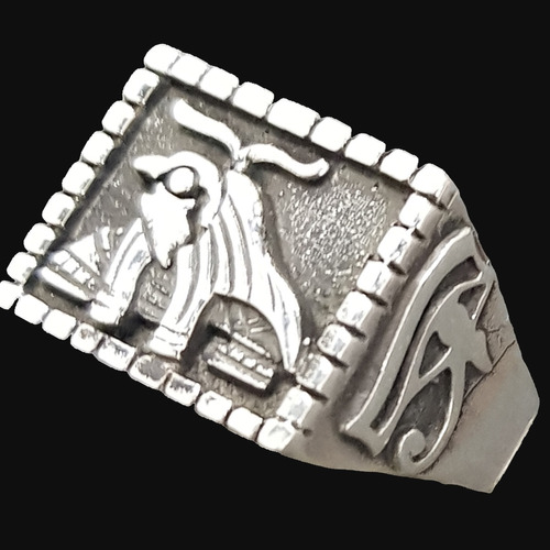 Anillo Faraon Egipcio Con Horus Plata 1,5 Cm 10 Gr Art 915