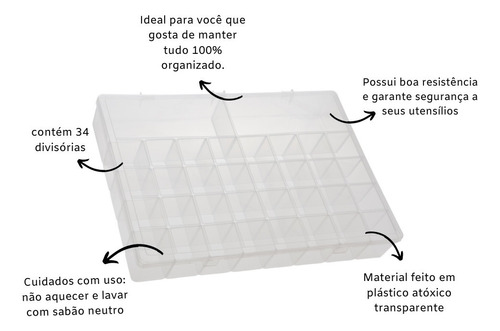 Imagem 5 de 5 de Caixa Box Estojo Organizador Multiuso Com 34 Repartições