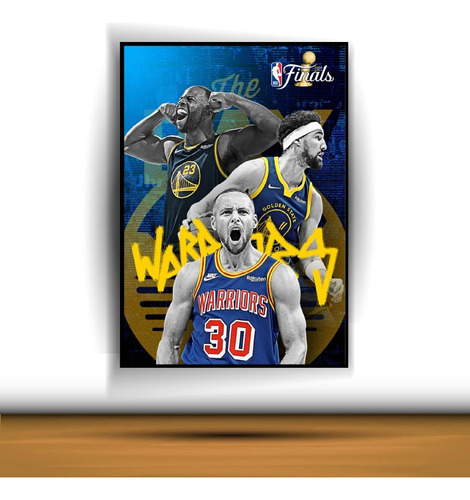 Cuadro Decorativonba A0757 State Warriors Curry Klay & Green Negro