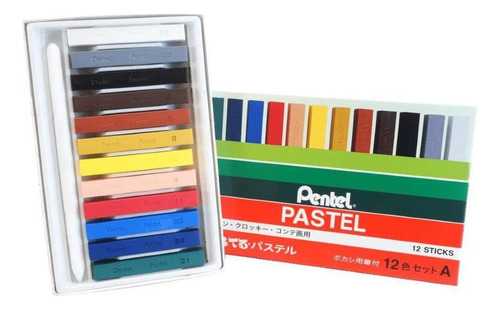 Giz Pastel Seco 12 Cores Pentel