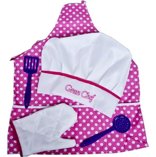 Kit Avental E Chapéu Gran Chef Infantil Rosa Nig Brinquedos