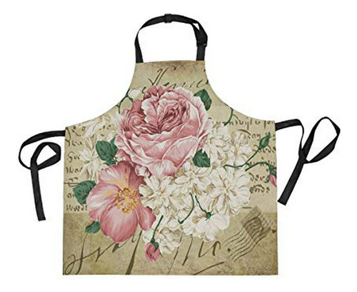 Alaza Vintage Shabby Chic Pink Rose Floral Apron Kitchen Coo