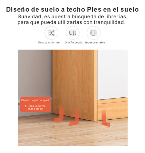 Librero Minimalista Blanco De Madera Con 4 Niveles 120cm