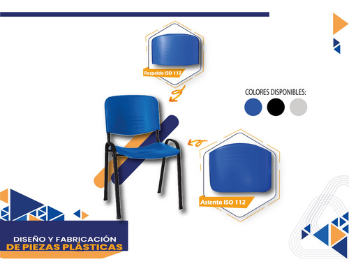 Respaldo Y Asiento Para Silla Iso 120 (4 Juegos) Azul Plástico