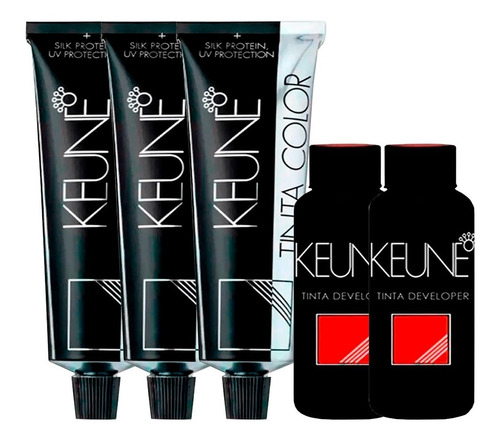 Kit 3 Tintas Keune + 2 Developers 20 Volumes 60ml